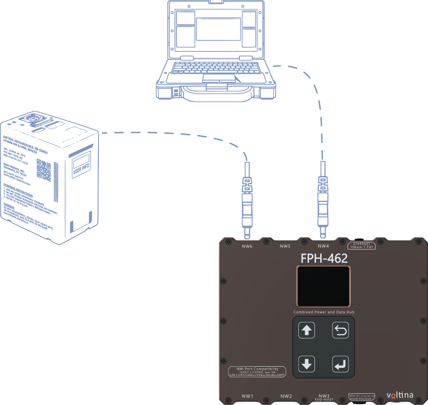 Battery + USB connection to the FPH-462